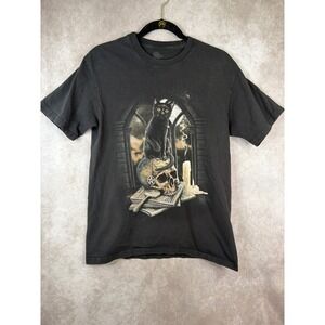 The Mountain T-Shirt Unisex Medium Black Cat Skull Pentagram Gothic Occult Tee